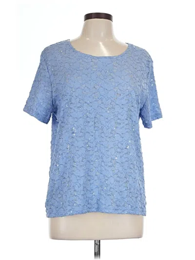 Pre-owned Alfred Dunner Short Sleeve Top Blue Crew Neck Tops