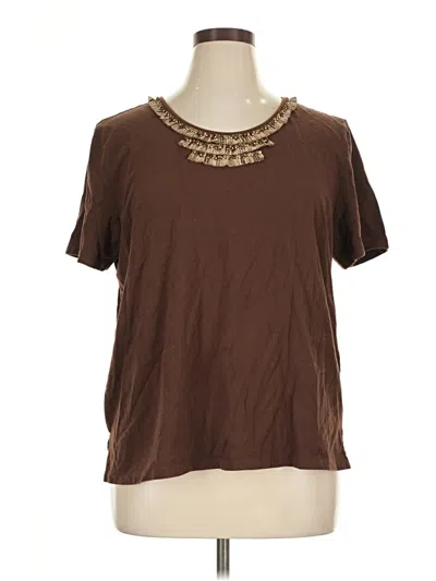Pre-owned Alfred Dunner Short Sleeve Top Brown Scoop Neck Tops