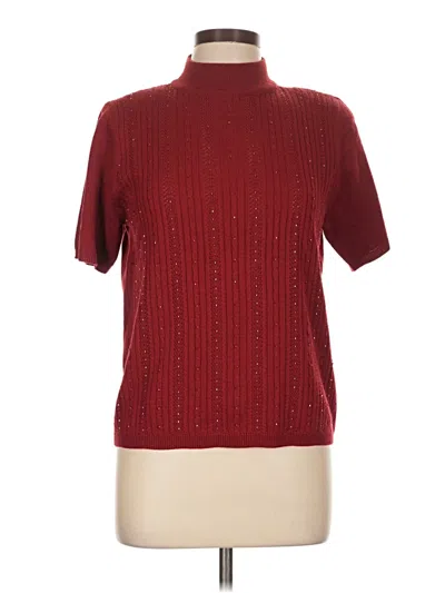 Pre-owned Alfred Dunner Short Sleeve Top Burgundy Mock Neckline Tops