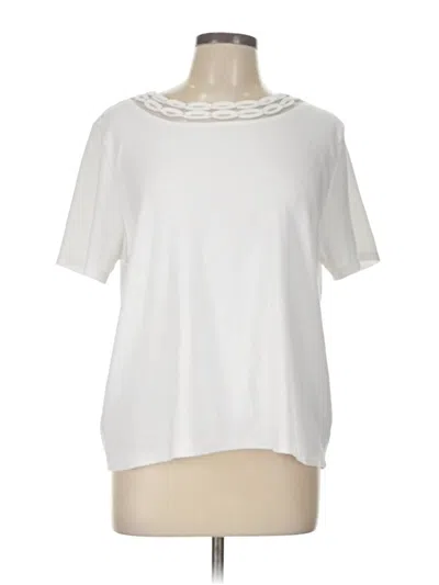 Pre-owned Alfred Dunner Short Sleeve Top Ivory Cowl Neck Tops In White