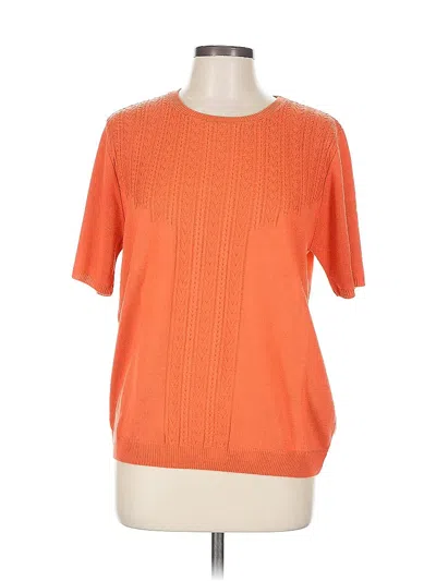 Pre-owned Alfred Dunner Short Sleeve Top Orange Crew Neck Tops