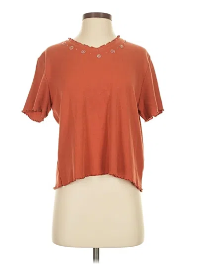 Pre-owned Alfred Dunner Short Sleeve Top Orange V Neck Tops
