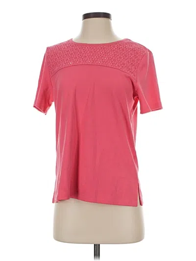 Pre-owned Alfred Dunner Short Sleeve Top Pink Keyhole Neckline Tops
