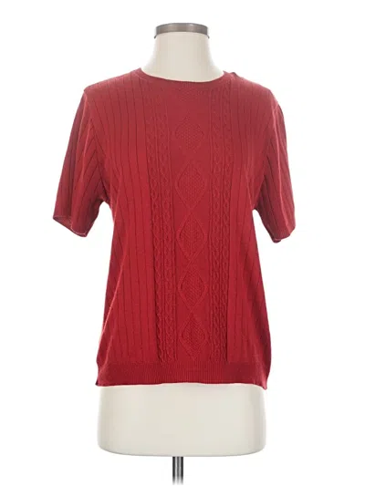 Pre-owned Alfred Dunner Short Sleeve Top Red Crew Neck Tops