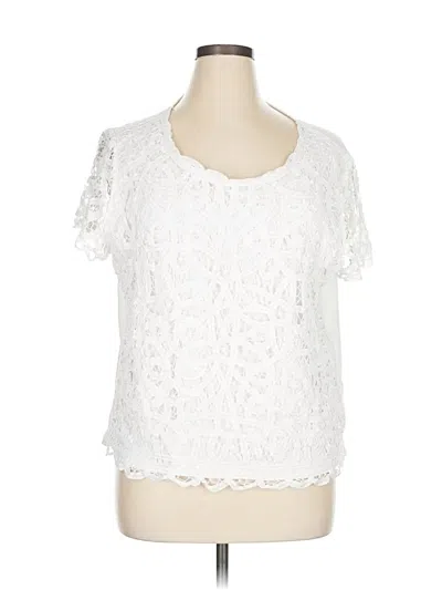Pre-owned Alfred Dunner Short Sleeve Top White Sweetheart Neckline Tops