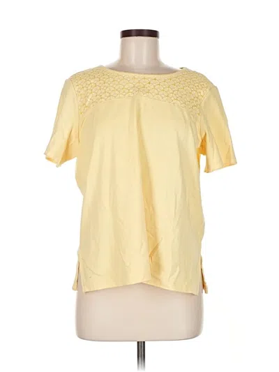 Pre-owned Alfred Dunner Short Sleeve Top Yellow Keyhole Neckline Tops