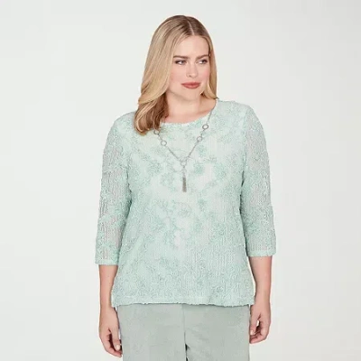 Alfred Dunner Stockbridge Womens Crew Neck 3/4 Sleeve T-shirt In Animal Print