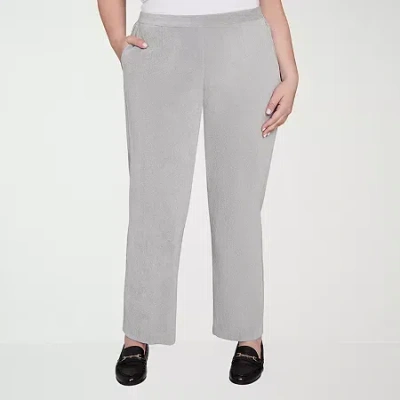 Alfred Dunner Stockbridge Womens Plus Short Mid Rise Straight Corduroy Pant In Gray