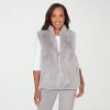 Alfred Dunner Stockbridge Womens Sleeveless Vest In Gray