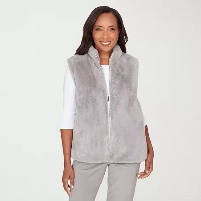 Alfred Dunner Stockbridge Womens Sleeveless Vest In Gray