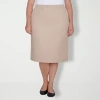 Alfred Dunner Suiting Womens Plus Pencil Skirt In Sand