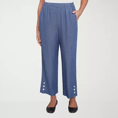 Alfred Dunner Summer Solstice Womens Straight Ankle Pant In Blue