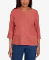 Alfred Dunner Sunset Canyon Embellished Spliced Solid Top In Pink