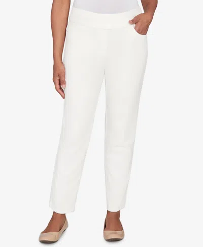 Alfred Dunner Vienna Allure Fit Flat Front Corduroy Average Length Pant In White