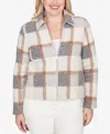 Alfred Dunner Plus Size Vienna Plaid Knit Boucle Jacket In Neutral