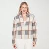 Alfred Dunner Vienna Womens Lightweight Bomber Jacket In Brown