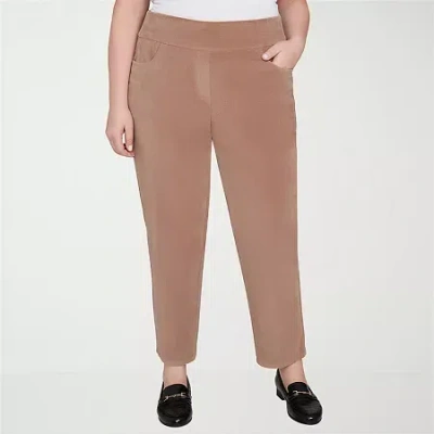Alfred Dunner Vienna Womens Plus Short Mid Rise Straight Corduroy Pant In Brown