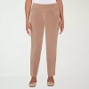 Alfred Dunner Vienna Allure Fit Flat Front Corduroy Average Length Pant In Brown