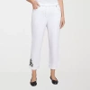 Alfred Dunner Wild At Heart Womens Straight Ankle Pant In White