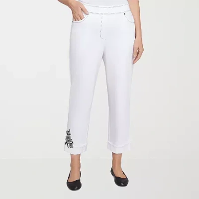 Alfred Dunner Wild At Heart Womens Straight Ankle Pant In White
