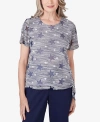 ALFRED DUNNER WOMEN'S ALL AMERICAN LINED SPACE DYE STARS T-SHIRT WITH SIDE TIE