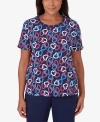 ALFRED DUNNER WOMEN'S ALL AMERICAN SHORT SLEEVE LINKING HEARTS TOP