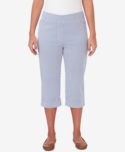 Alfred Dunner Women's All American Striped Clam Digger Capri Pants In Blue