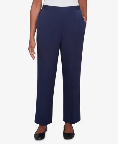 Alfred Dunner Women's Block Island Modern Stretch Twill Medium Length Pants In Navy