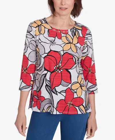 ALFRED DUNNER WOMEN'S BOLD FLORAL PRINT TEE