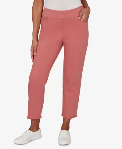 Alfred Dunner Plus Size Camden Market Rosewood Super Stretch Ankle Jeans In Pink