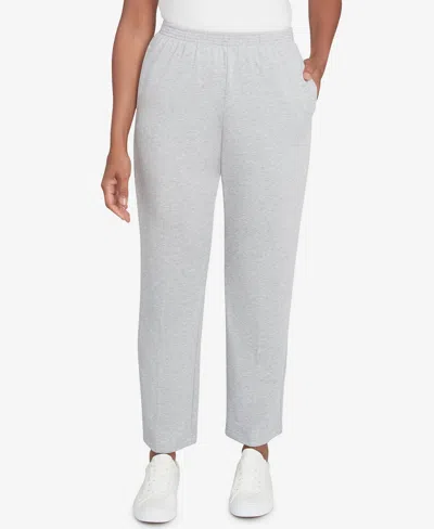 Alfred Dunner Petite Casual Fridays French Terry Knit Casual Medium Length Pants In Grey