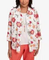 Alfred Dunner Women's Catalina Island Bright Floral Two In One Top With Necklace