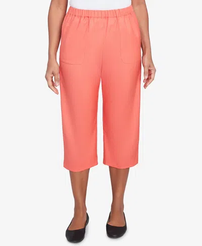 Alfred Dunner Women's Catalina Island Classic Balanced Side Pocket Short Length Pants In Tangerine