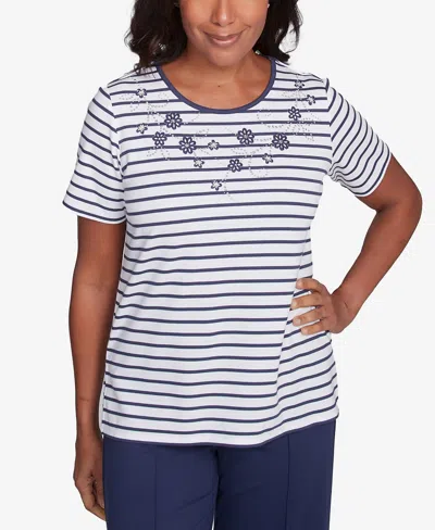 ALFRED DUNNER WOMEN'S CATALINA ISLAND TEXTURED FLORAL FOIL ACCENT TOP