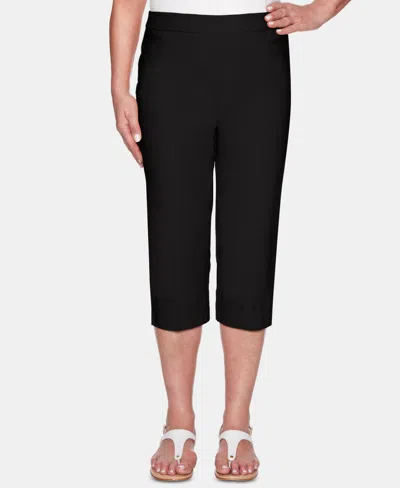 Alfred Dunner Women's Classic Allure Stretch Clamdigger Pants In Black