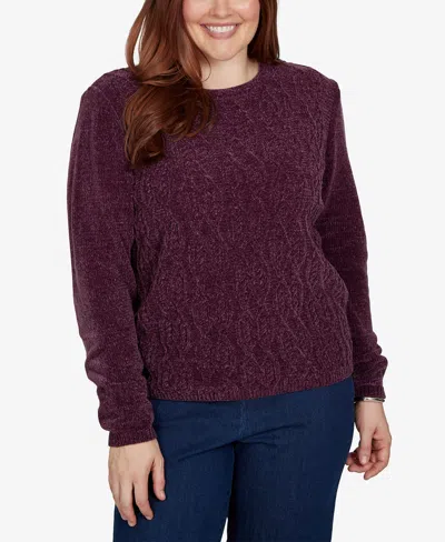 ALFRED DUNNER WOMEN'S CLASSIC CABLE PULLOVER CHENILLE SWEATER