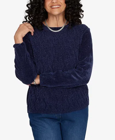 ALFRED DUNNER WOMEN'S CLASSIC CABLE PULLOVER CHENILLE SWEATER