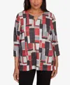 Alfred Dunner Women's Classic Color Block Split Beaded Neck Top In Multi