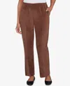 Alfred Dunner Women's Classic Corduroy Elastic Waist Medium Length Pants In Brown
