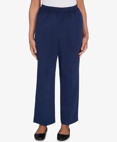 Alfred Dunner Women's Classic Corduroy Elastic Waist Short Length Pants In Blue