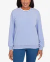 Alfred Dunner Plus Size Classic Embellished Neckline Anti-pill Sweater In Blue