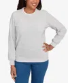 Alfred Dunner Classics Womens Crew Neck Long Sleeve Sweatshirt In Gray