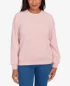 Alfred Dunner Plus Size Classic Embellished Neckline Anti-pill Sweater In Pink