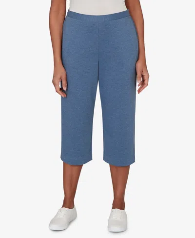 Alfred Dunner Women's Classic Everyday French Terry Flat Front Capri Pants In Blue