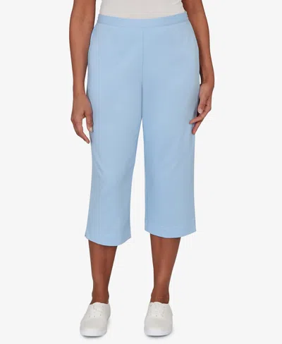 Alfred Dunner Women's Classic Everyday French Terry Flat Front Capri Pants In Blue