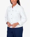 Alfred Dunner Petite Classic Fit Denim Jacket In White