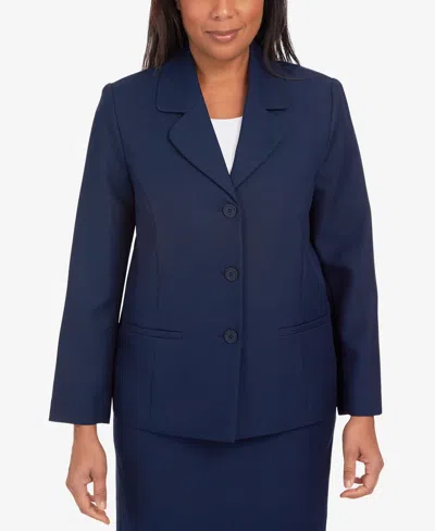 Alfred Dunner Women's Classic Fitted Blazer Jacket In Navy