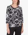 Alfred Dunner Linework Floral In Black