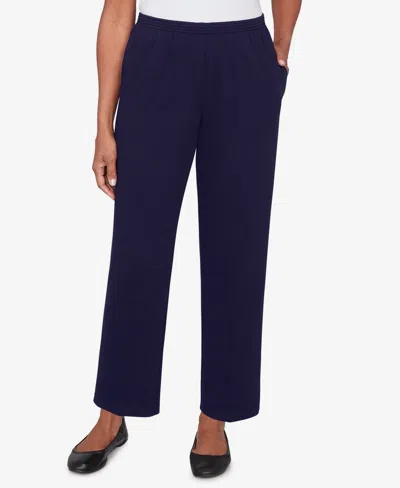 Alfred Dunner Women's Classic French Terry Average Length Pants In Blue
