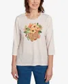 Alfred Dunner Plus Size Classic Harvest Basket Crew Neck Top In Neutral